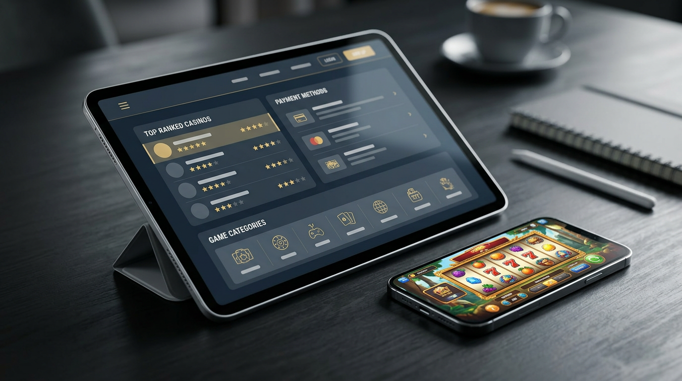 Nowoczesny interfejs kasyna online na tablecie i smartfonie
